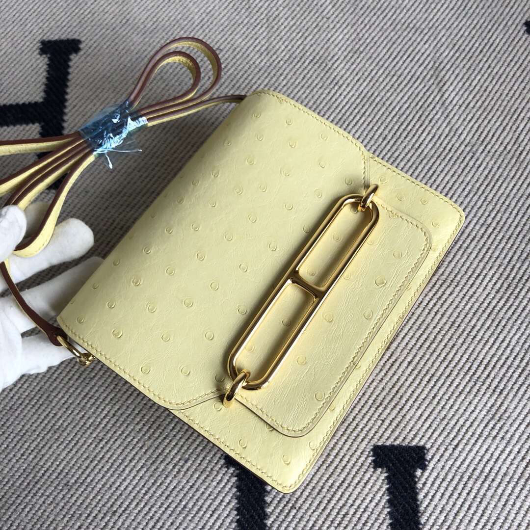 에르메스 룰리스18 옐로우 금장 타조가죽